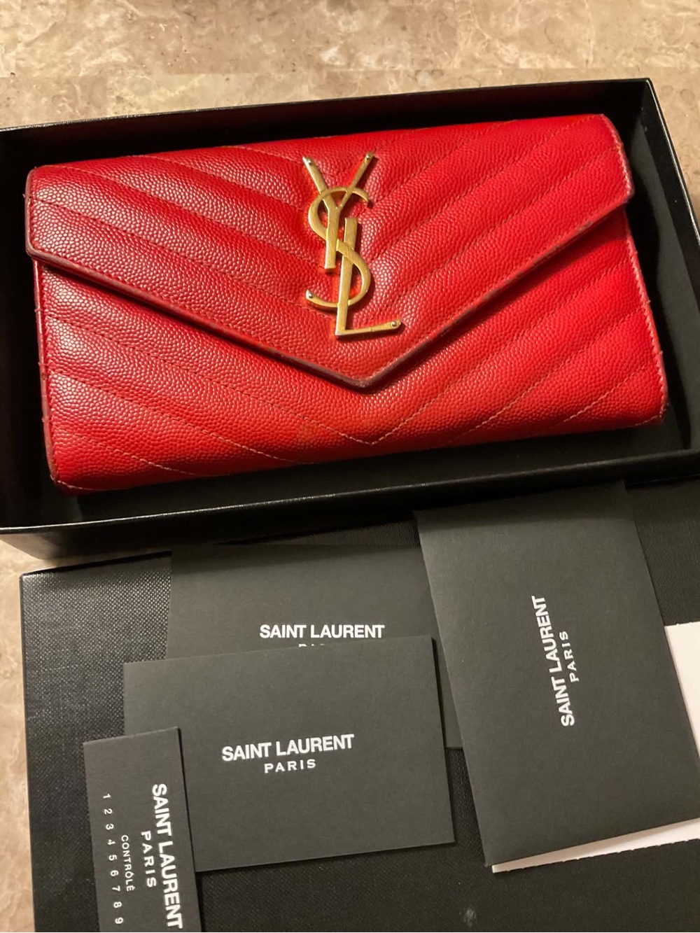 Saint Laurent Red Quilted Leather Wallet on Chain - Picture 10 of 15